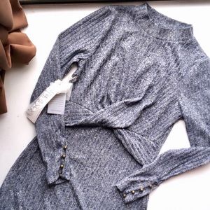 NWT Front Twist Solid Knit Dress